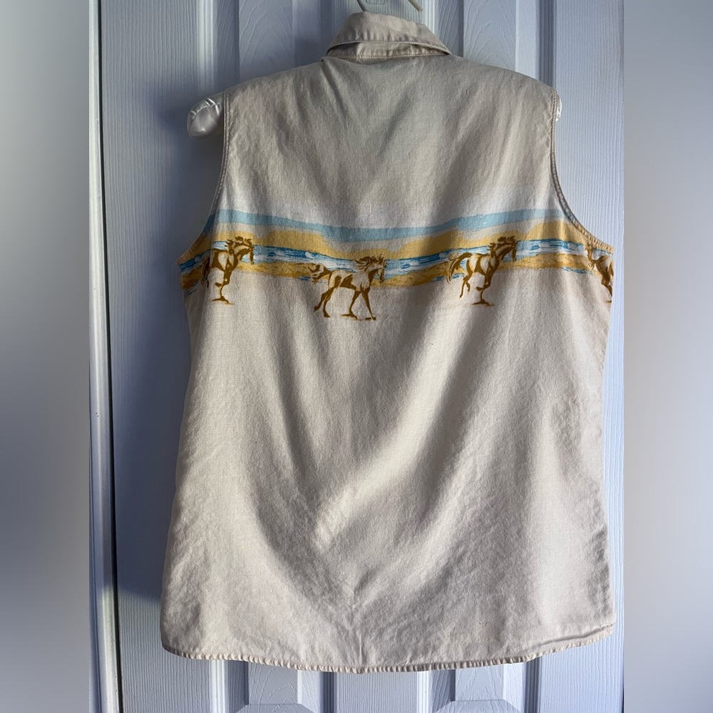 Wrangler Sleeveless Button Down Shirts - Brown and Cream - Picture 6 of 14